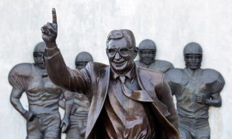 A statue of Joe Paterno outside the Beaver Stadium in Penn.