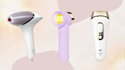 best IPL devices from Philips, Foreo and Braun on a pastel background