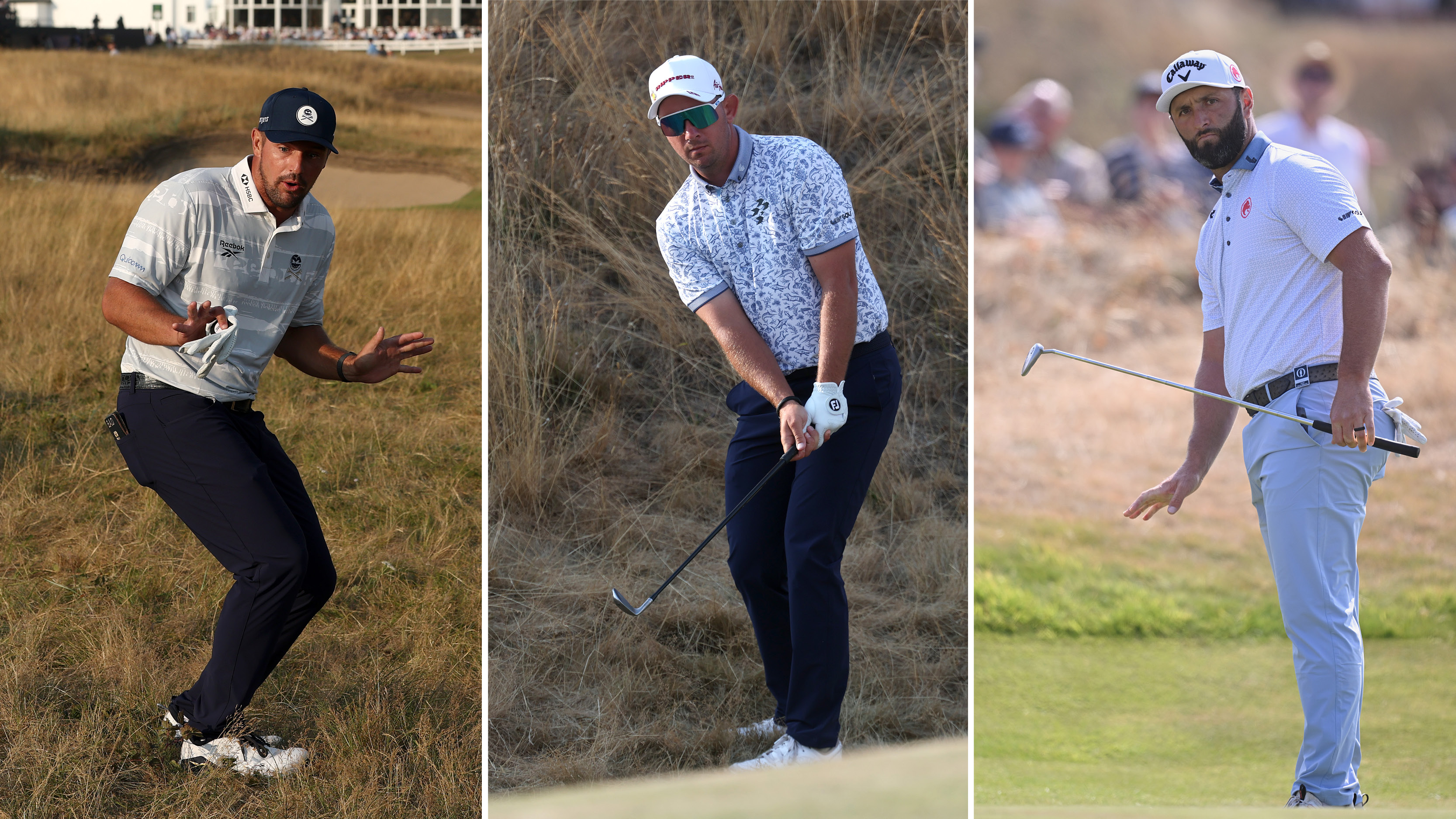 (L to R) Bryson DeChambeau, Lucas Herbert and Jon Rahm