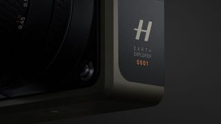 Close-up of the Hasselblad X2D 100C Earth Explorer Edition camera, showing its limited edition number 0001 (of 1,000)