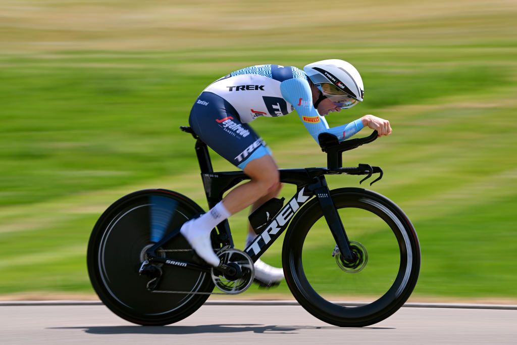 ABTWILL SWITZERLAND JUNE 18 Brodie Chapman of Australia and Team TrekSegafredo sprints during the 3rd Tour de Suisse Women 2023 Stage 2 a 257km individual time trial from St Gallen to Abtwil UCIWWT on June 18 2023 in Abtwil Switzerland Photo by Dario BelingheriGetty Images