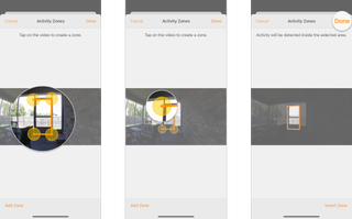 How to create activity zones in the Home app on the iPhone by showing steps: Tap another location to establish a Fourth point, Tap the First point that you set, Tap Done