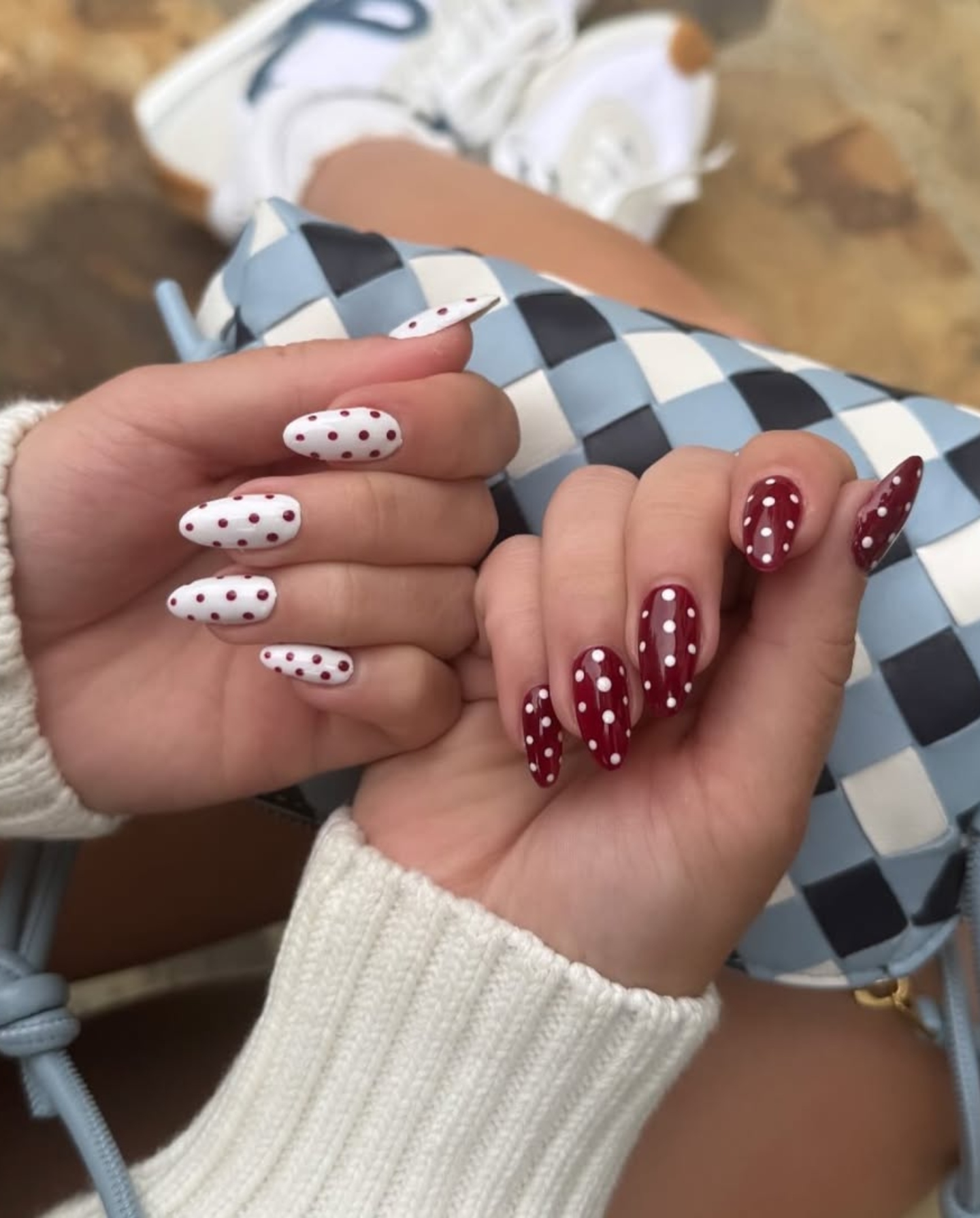 A reversed polka dot manicure by Zola Ganzorigt