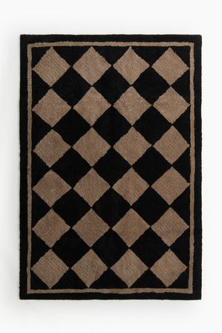 Diamond-Patterned Wool-Blend Rug