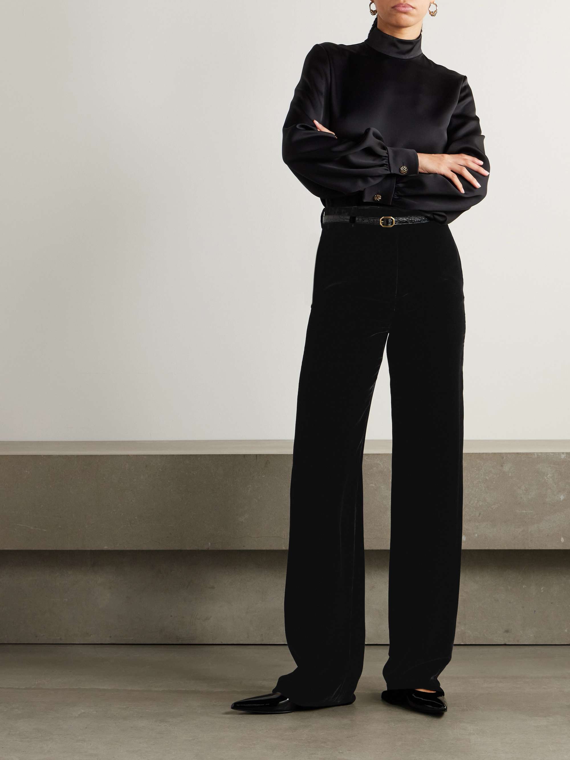 Goldie Velvet Wide-Leg Pants