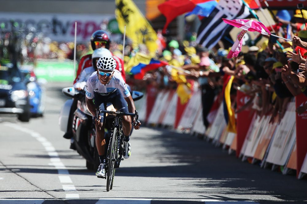 Nairo Quintana approaches the finish of stage 20