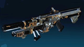 Borderlands 4 Kaoson location: A close-up shot of the Kaoson legendary SMG against a dark blue background.