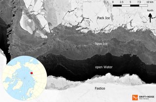 New ice forms in the Laptev Sea along the coast of Russia