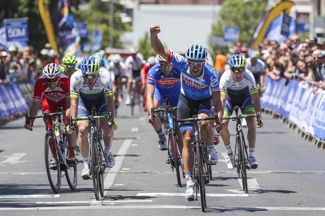 Nathan Haas celebrates a long awaited win
