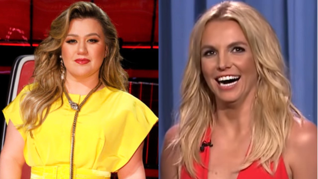 Kelly Clarkson on The Voice and Britney Spears on The Late Show. 