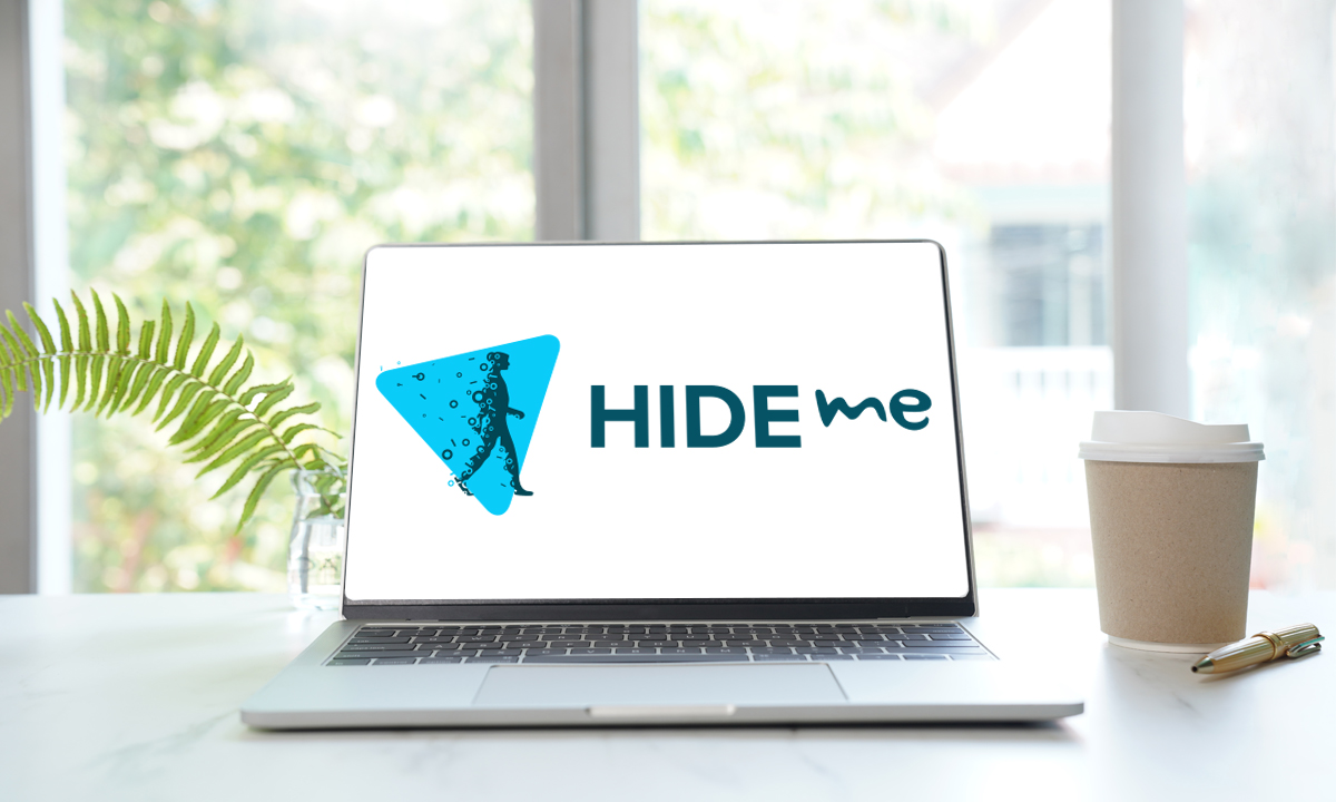Hide.me VPN review on a laptop screen