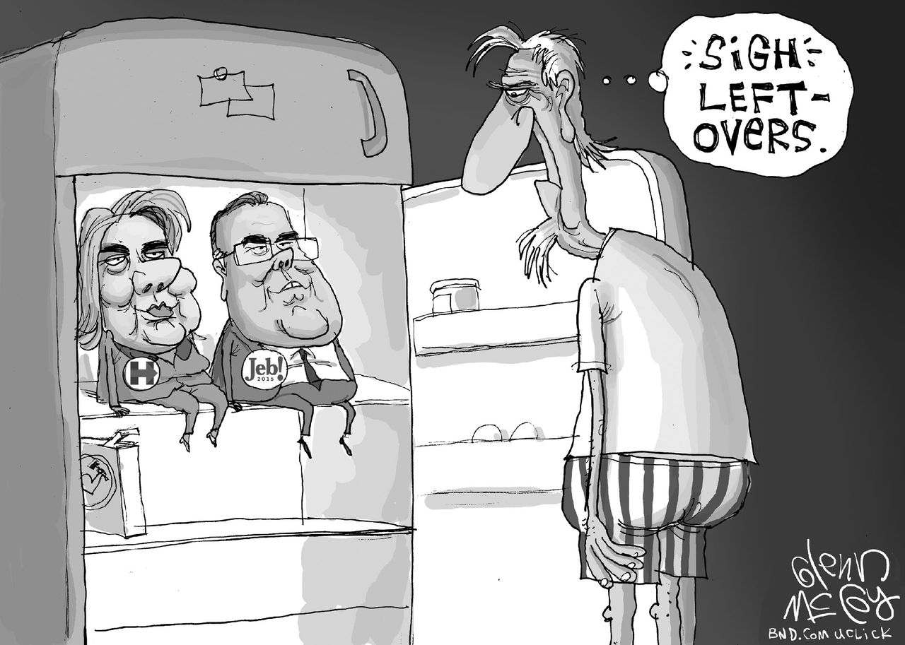 Political cartoon U.S. Bush Clinton 2016