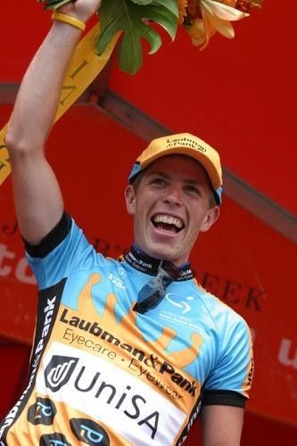 Gene Bates (UniSA) enjoys himself as KOM leader