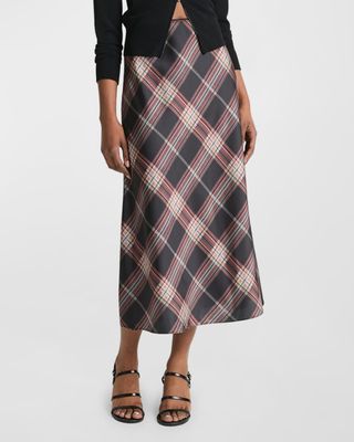 Plaid Midi Slip Skirt