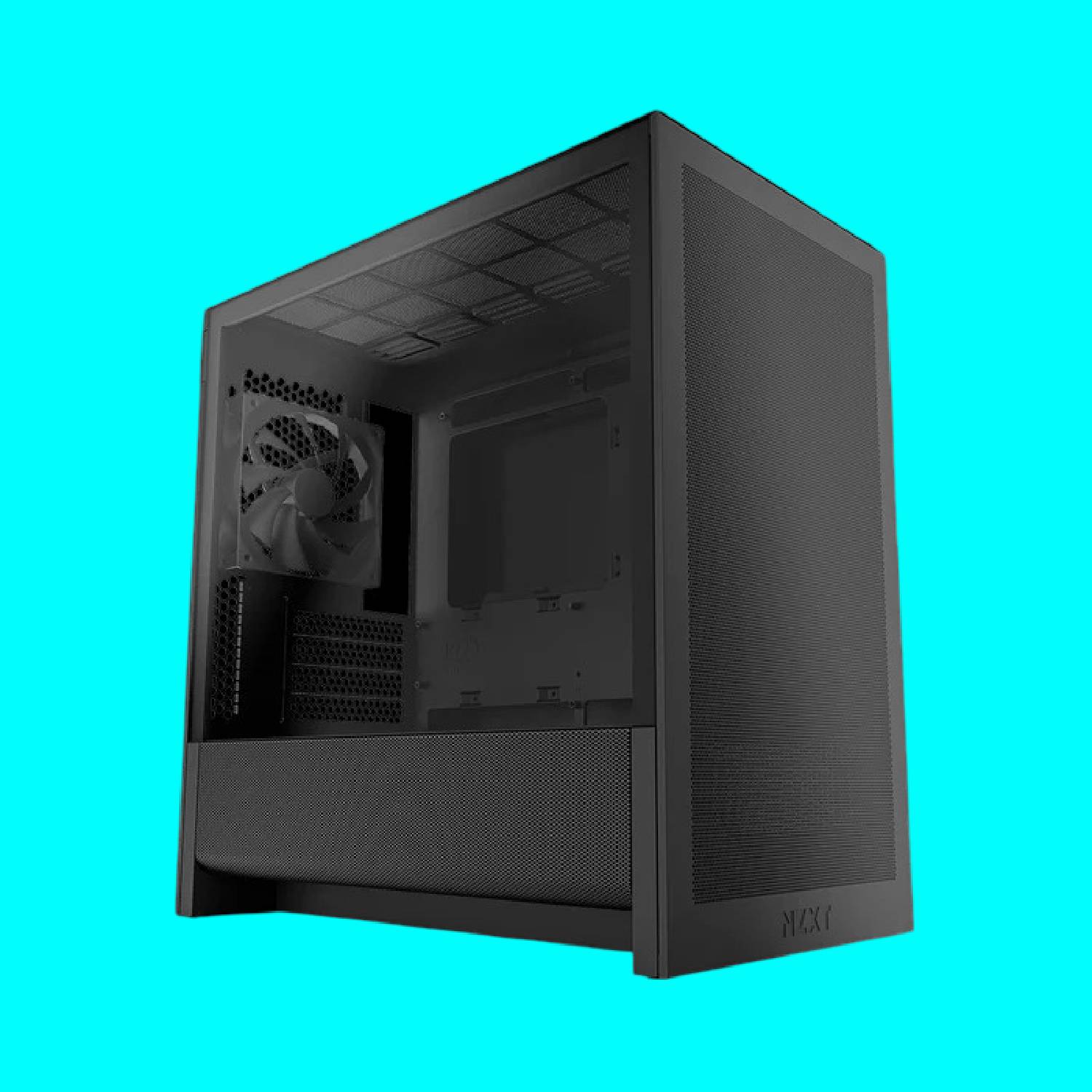 NZXT H3 Flow PC case on a light blue background