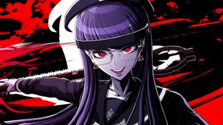 Hiruko Shizuhara uses her axe to launch an ultimate attack in The Hundred Line: Last Defense Academy