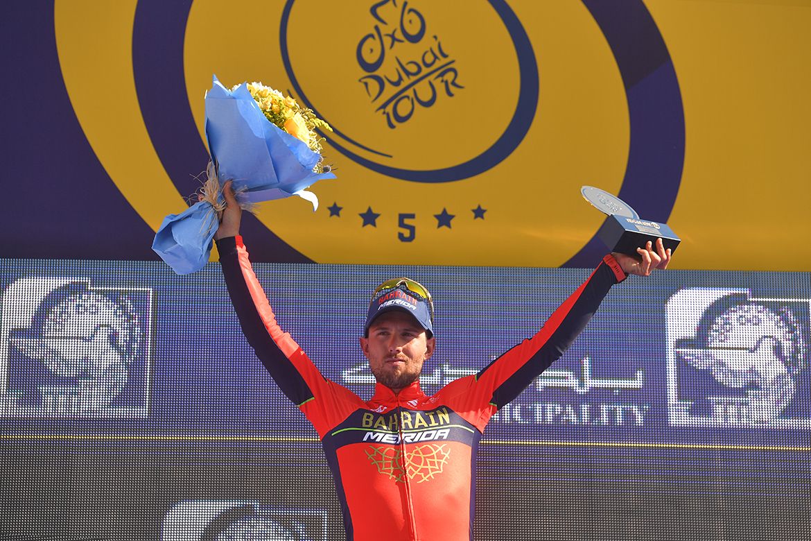 Sonny Colbrelli on the podium