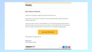 An order confirmation email from Amazon sent out by mistake