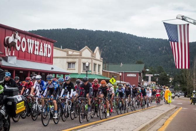 The start of stage 5 of the USA Pro Challenge to Breckenridge