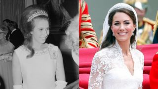 Princess Anne and the Duchess of Cambridge wearing the Cartier Halo Tiara