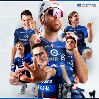 A graphic of the new Groupama-FDJ kit, which is blue and navy