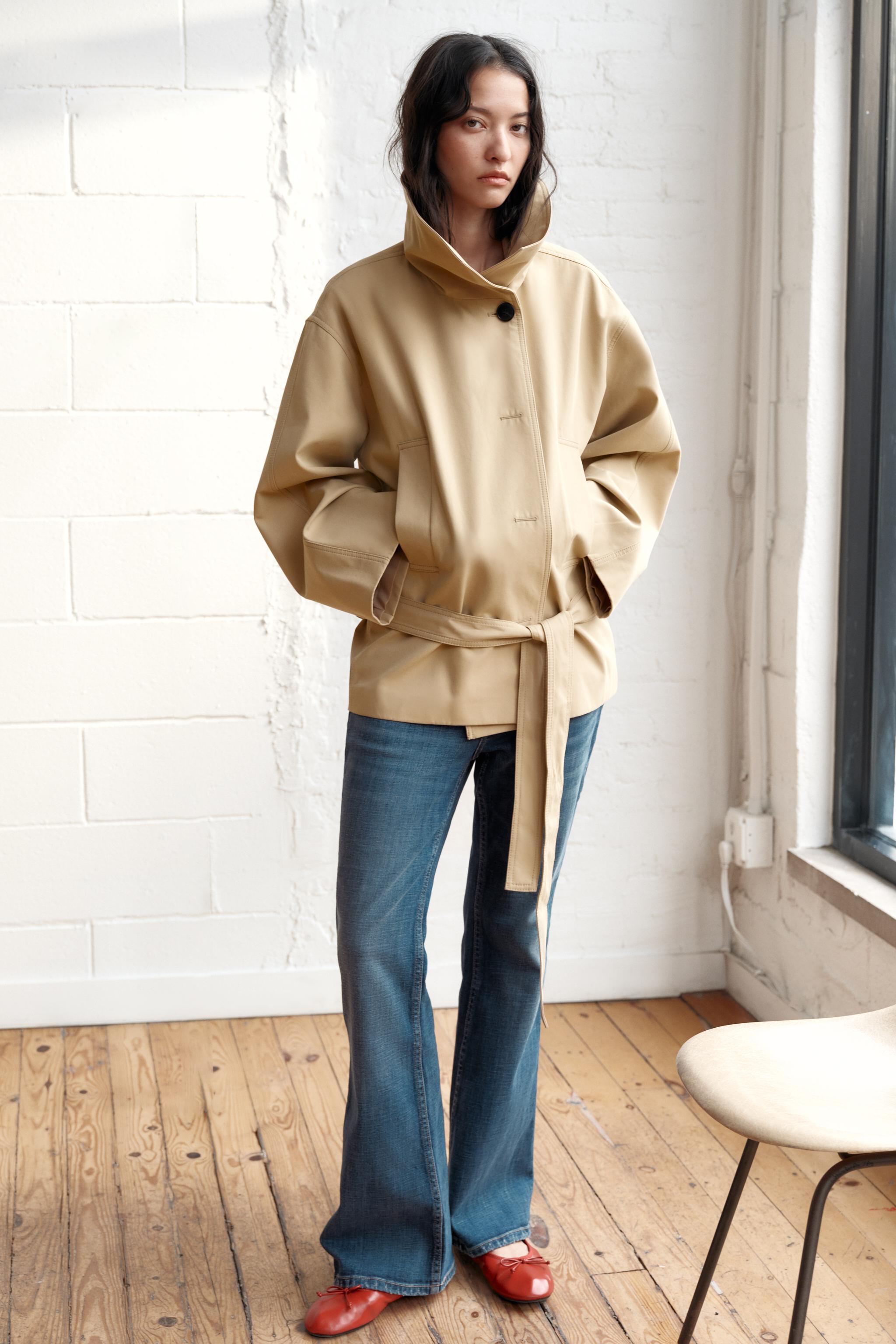 Short Trench Coat With Belt