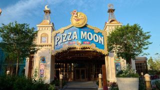 Pizza moon exterior at Epic Universe