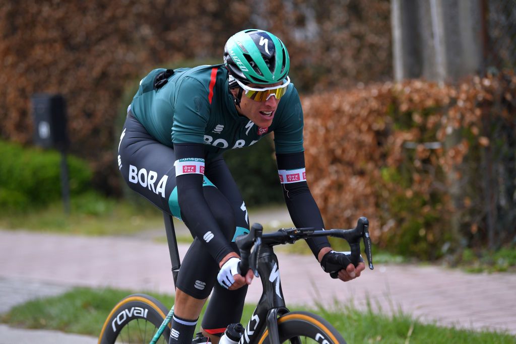 SCHOTEN BELGIUM APRIL 07 Nils Politt of Germany and Team Bora Hansgrohe during the 109th Scheldeprijs 2021 Mens Elite a 1942km race from Terneuzen to Schoten Breakaway SP21 FlandersClassic on April 07 2021 in Schoten Belgium Photo by Luc ClaessenGetty Images