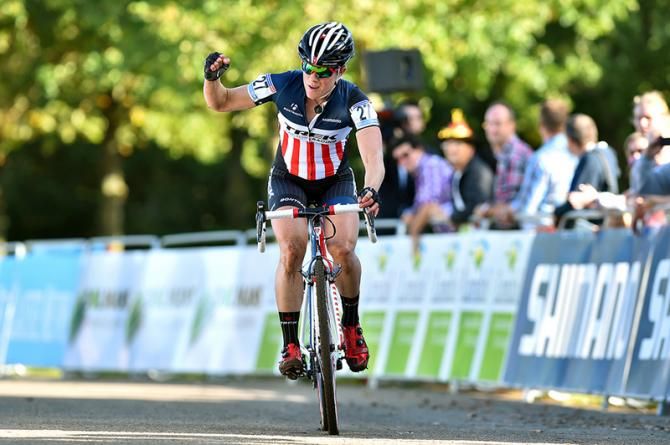 Katie Compton (Trek Factory Racing) clinches her first as he approaches the finishline