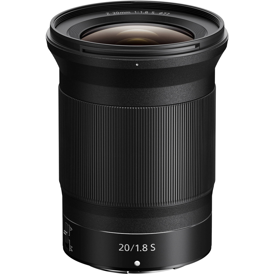 Nikon NIKKOR Z 20mm f:1.8 S on a white background
