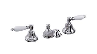 John Lewis Marden Basin Mixer Bathroom Taps, chrome with white handles