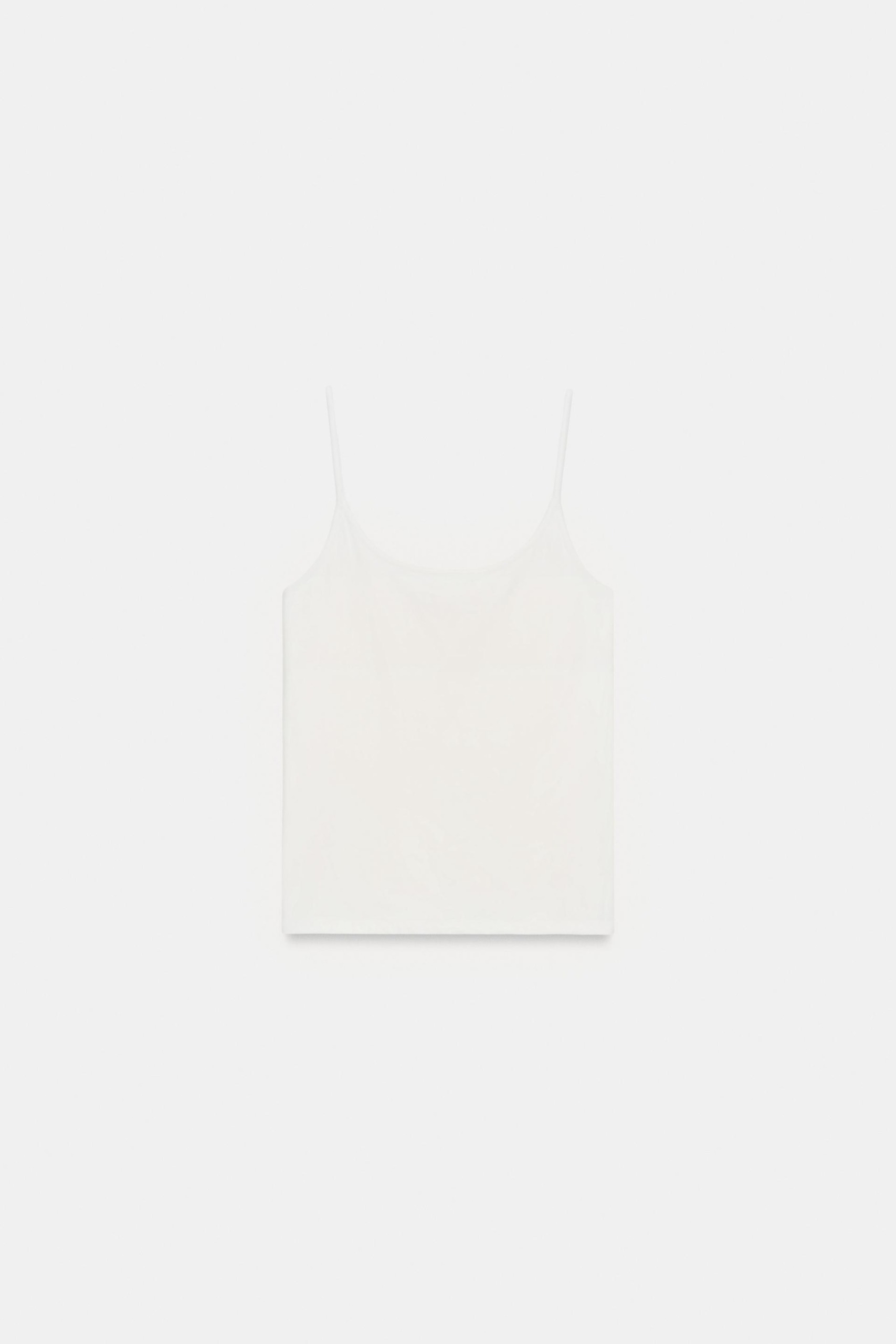 ZARA, Polyamide Spaghetti Strap Top - Ecru - Xs