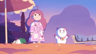 Bee in her cat cafe uniform in Bee and Puppycat Season 2.