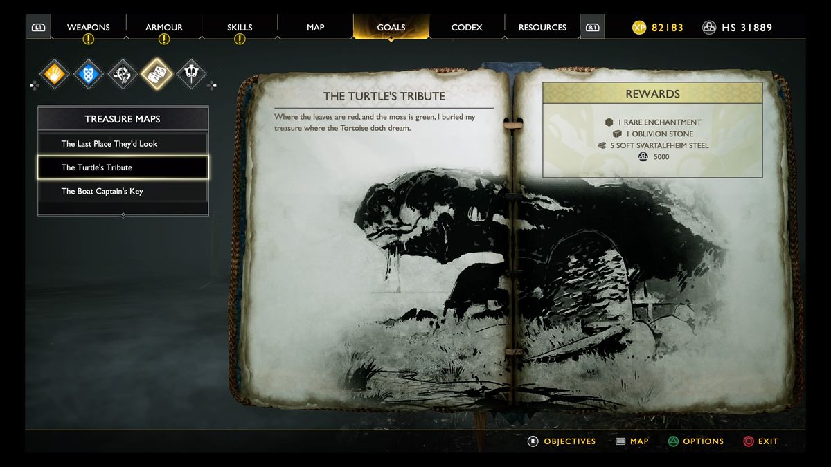 God of War treasure map locations
