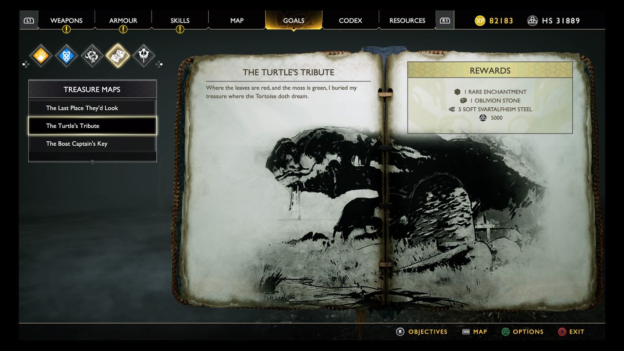 God of War treasure map locations