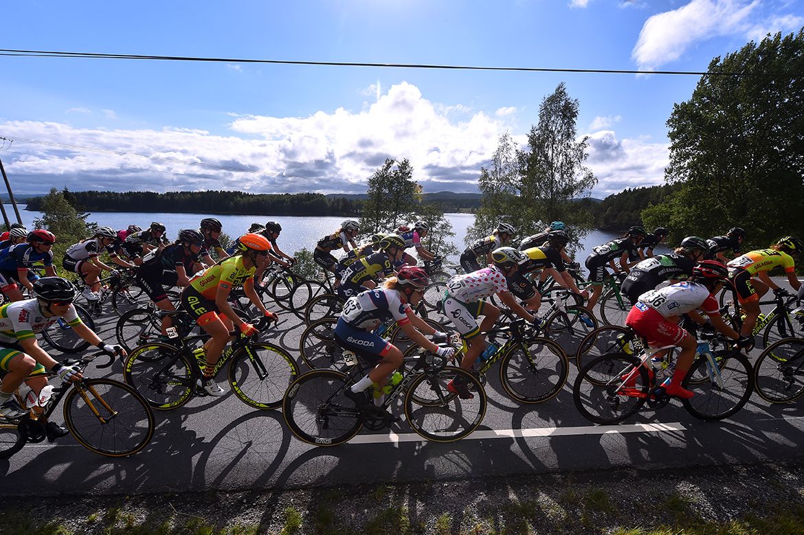 Scenic views for the pack at the Ladies Tour of Norway