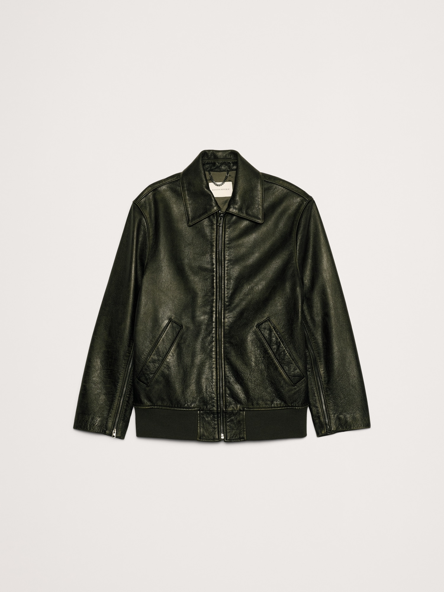 Oversized Distressed Leather Bomber Jacket