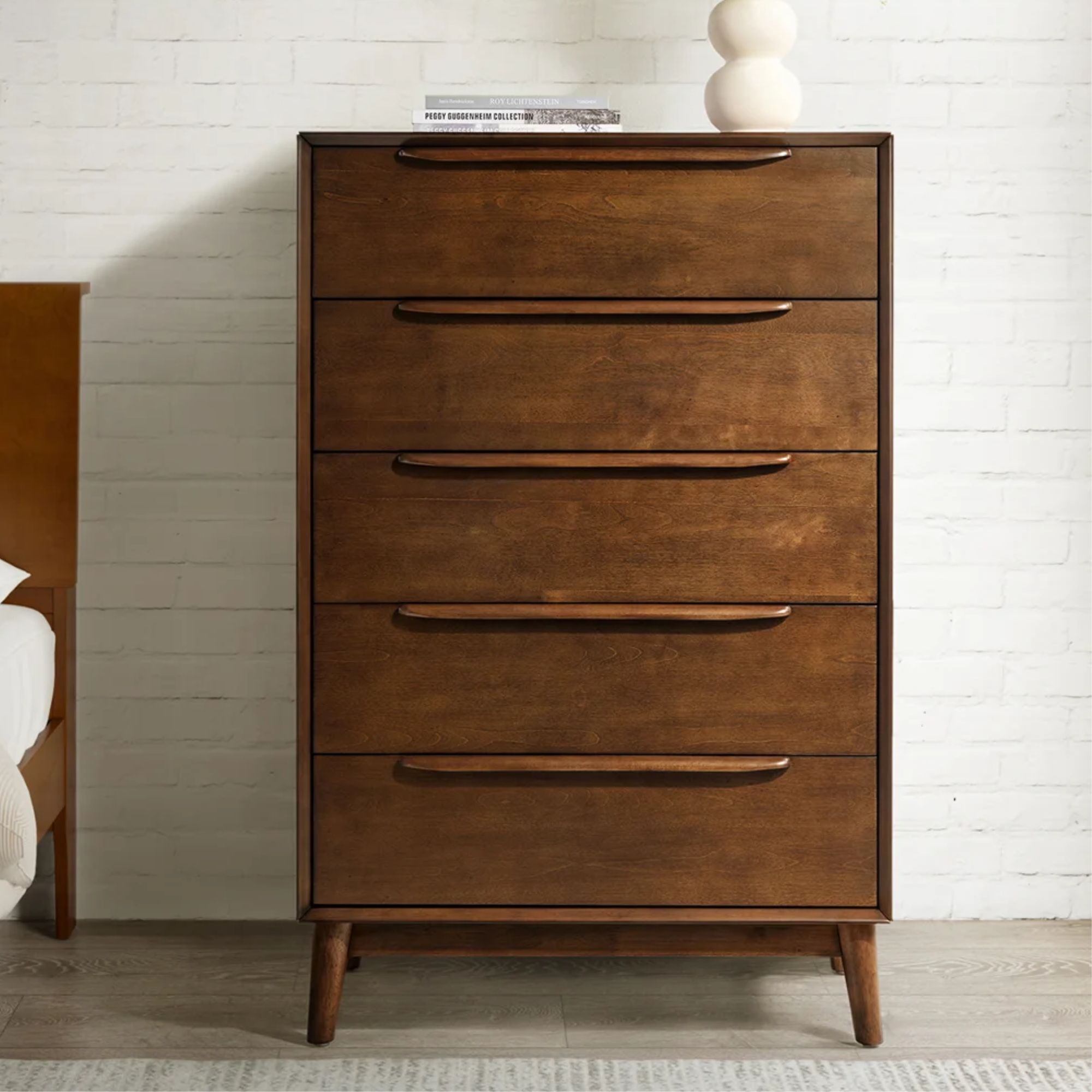 Wayfair, Wade Logan&amp;reg; Aviannah Mid-Century Modern 5 - Drawer Dresser With Solid Wood Legs and Divided Drawer &amp;amp; Reviews | Wayfair