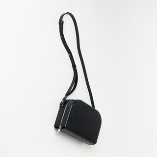 Black bag with handle on white background