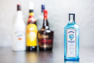 A bottle of Bombay Sapphire gin.