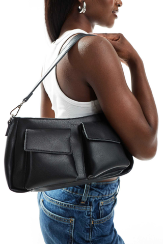 PASQ multi pocket shoulder bag in black (Was $44) 