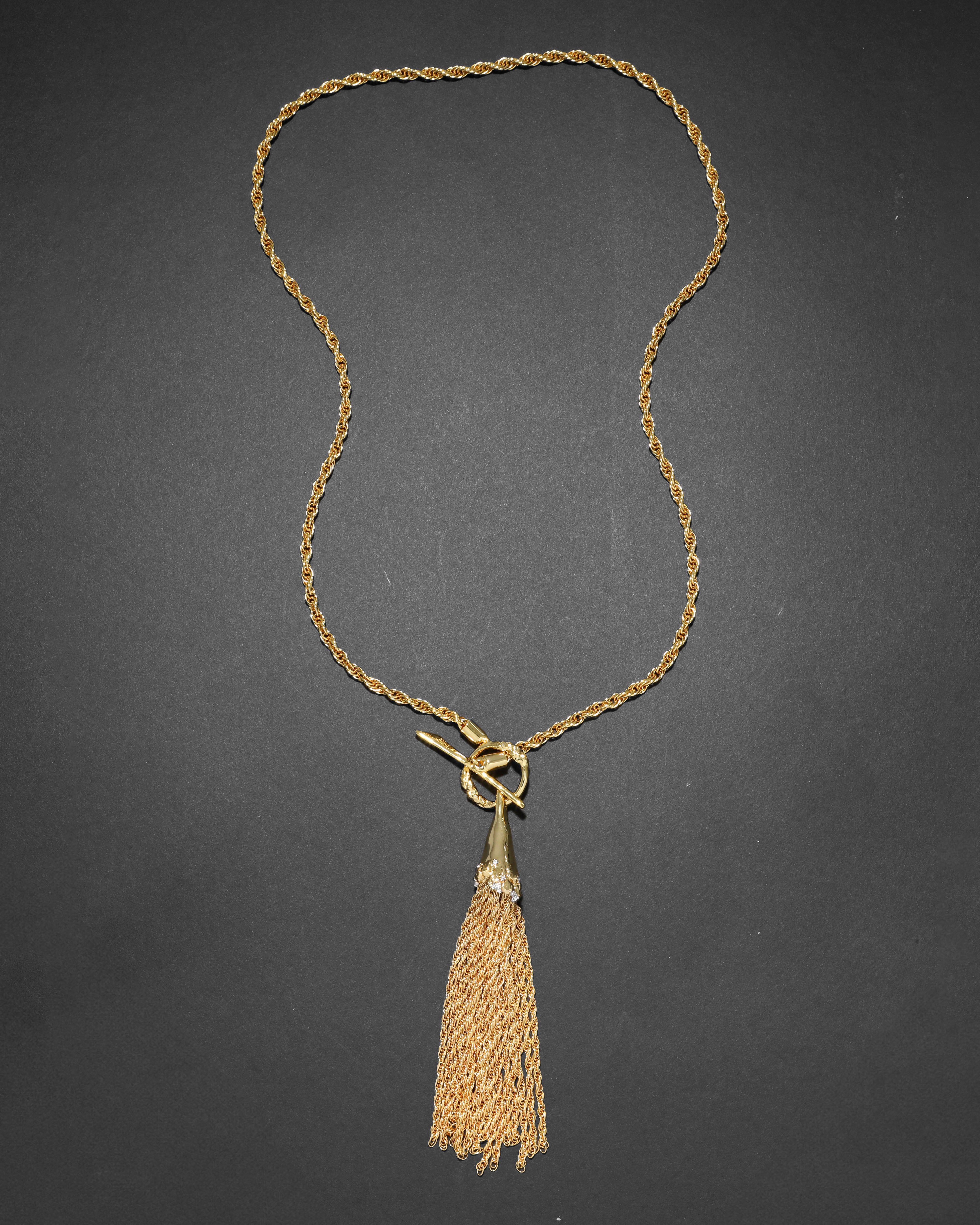 Brut Gold Long Tassel Necklace