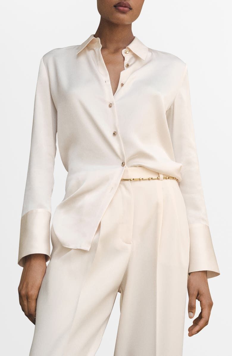 MANGO Flowy Satin Shirt