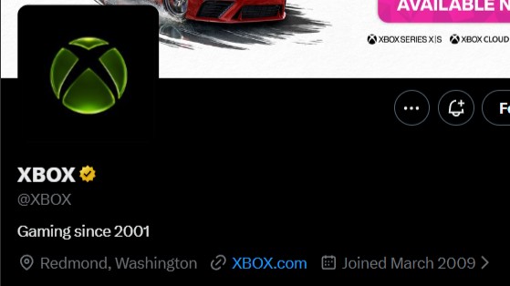 Header from X showing Xbox handle changed to @XBOX