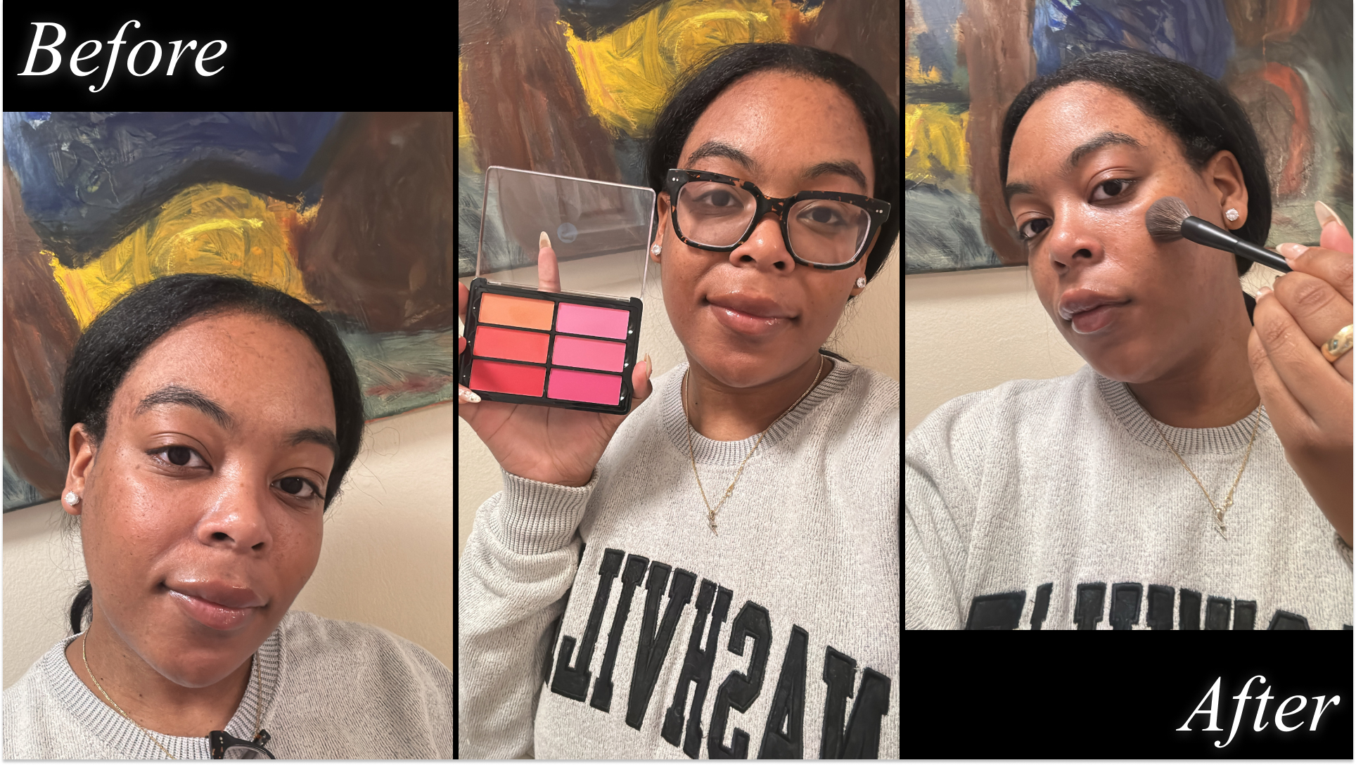 Ariel Baker testing Viseart blush palette