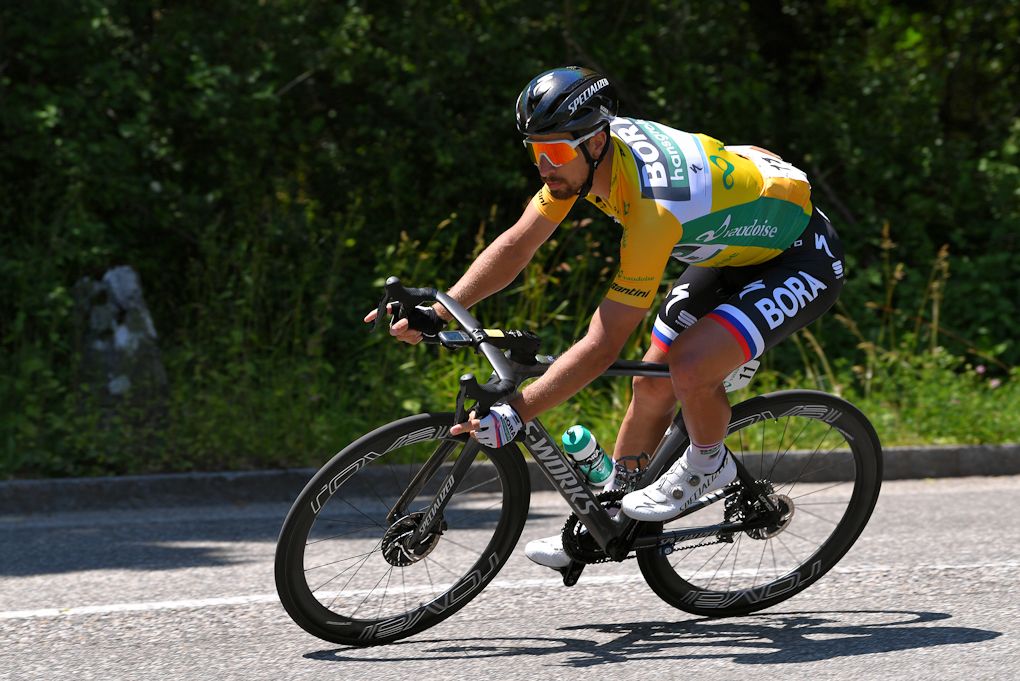 Peter Sagan in yellow during stage 5 at Tour de Suisse