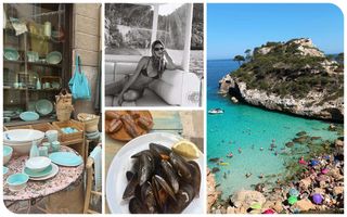 a collage of images featuring the best dining, hotels, shopping, and beaches on Mallorca for a travel guide to the island