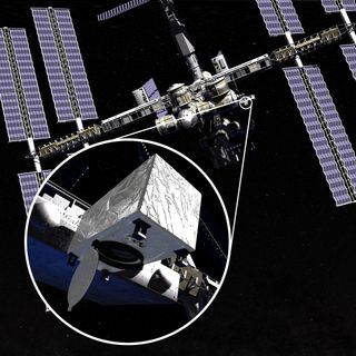 Artist's concept of NASA's Cloud-Aerosol Transport System (CATS) instrument, which will measure clouds and aerosols in Earth's atmosphere from its perch on the exterior of the International Space Station.