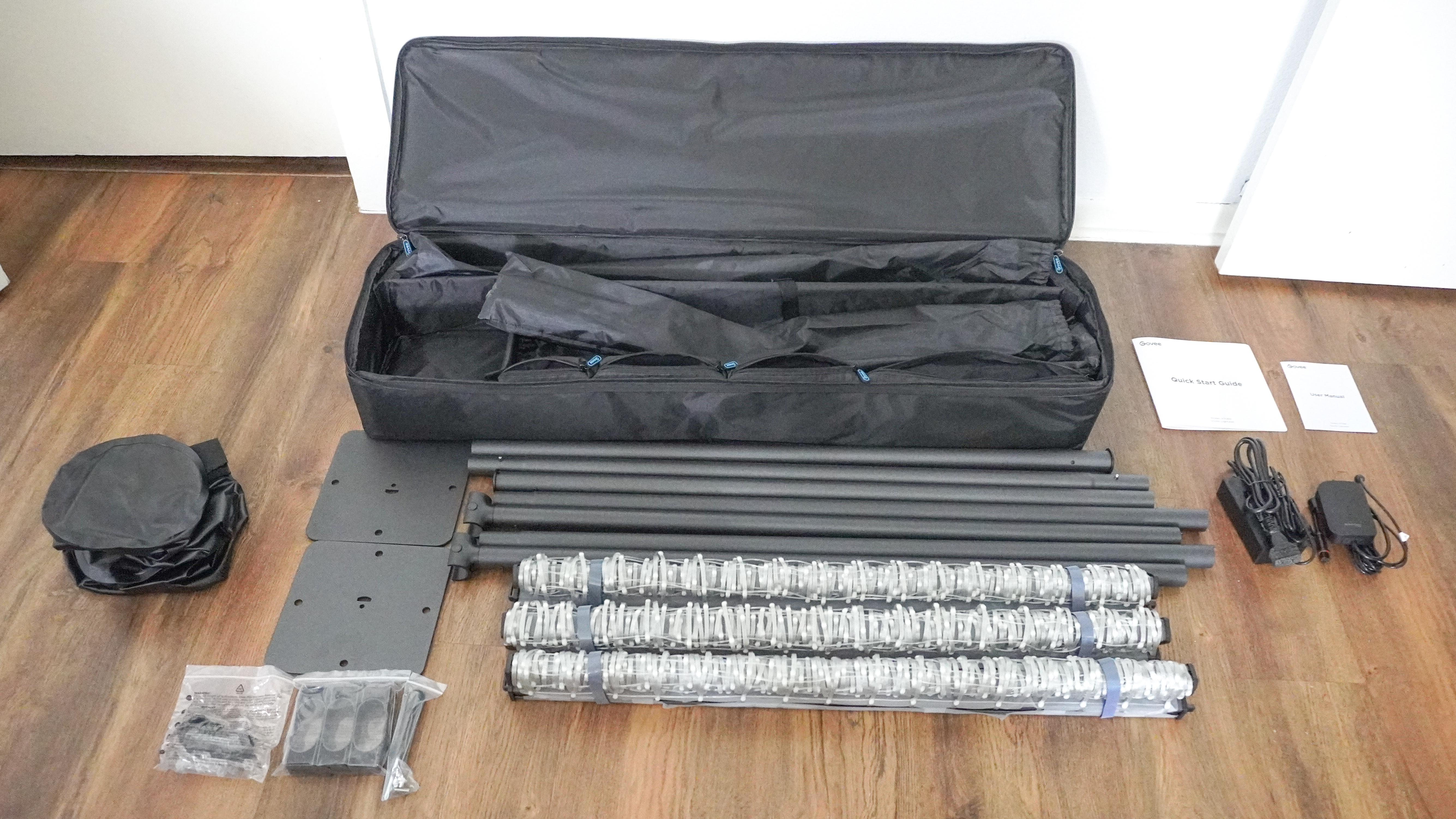 The Govee Lightwall unboxed on the floor