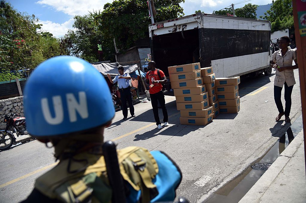 United Nations helmet in Haiti.